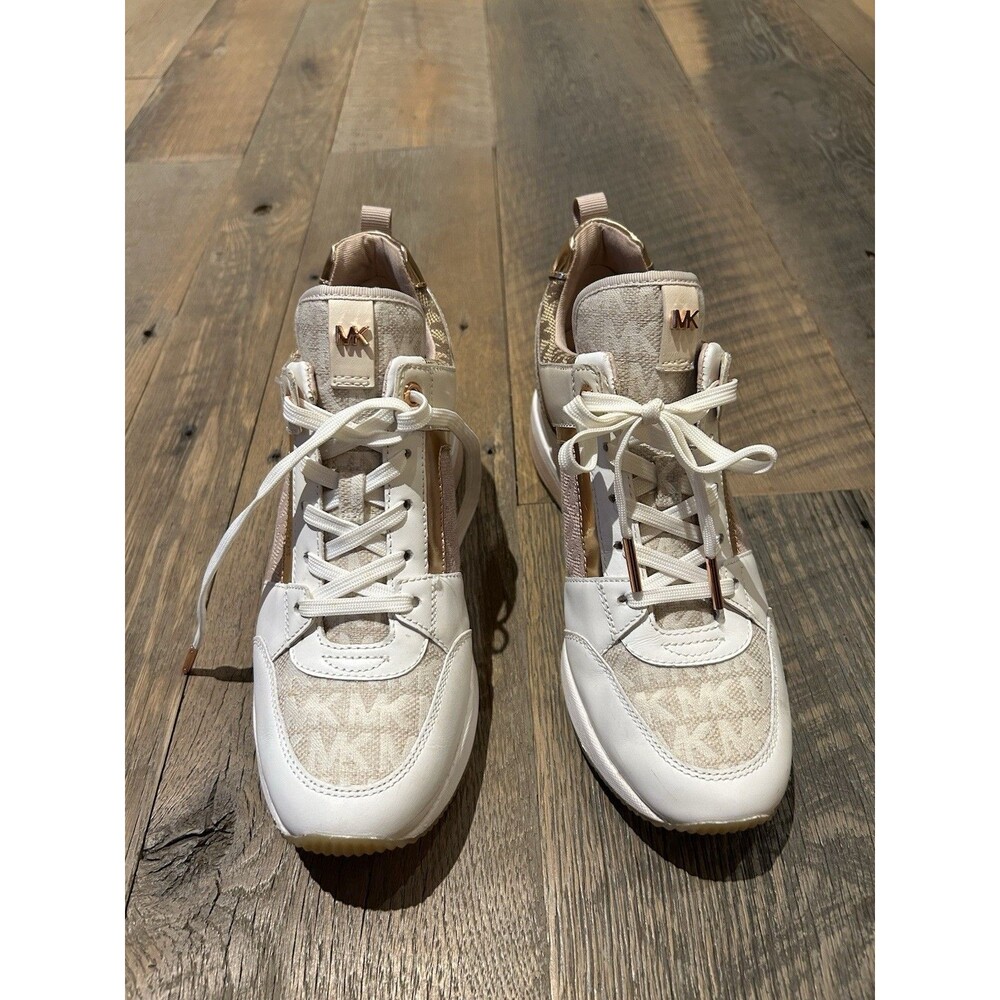 Michael Kors Georgie Trainer Sneakers Women’s Size 7 Leather and Rose Gold Retro